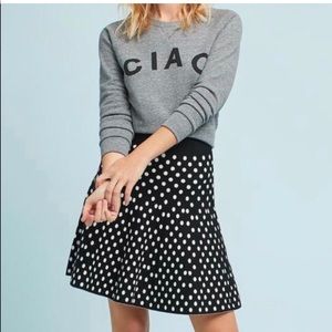 Anthropologie Maeve Knit Polka Dot Flare Skirt Size Small